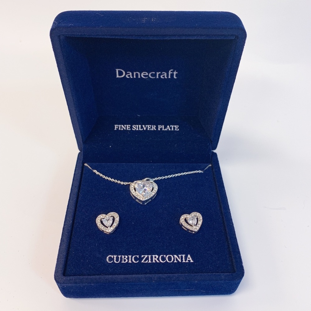 Danecraft Heart Necklace & Earring Set NEW